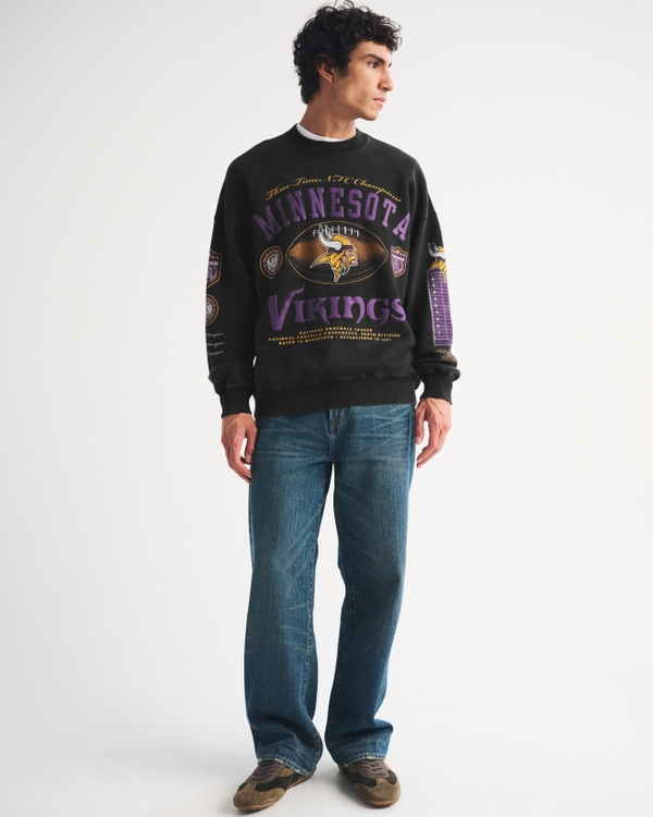 Minnesota Vikings Crew Sweatshirt, Black-minnesota Vikings view 2