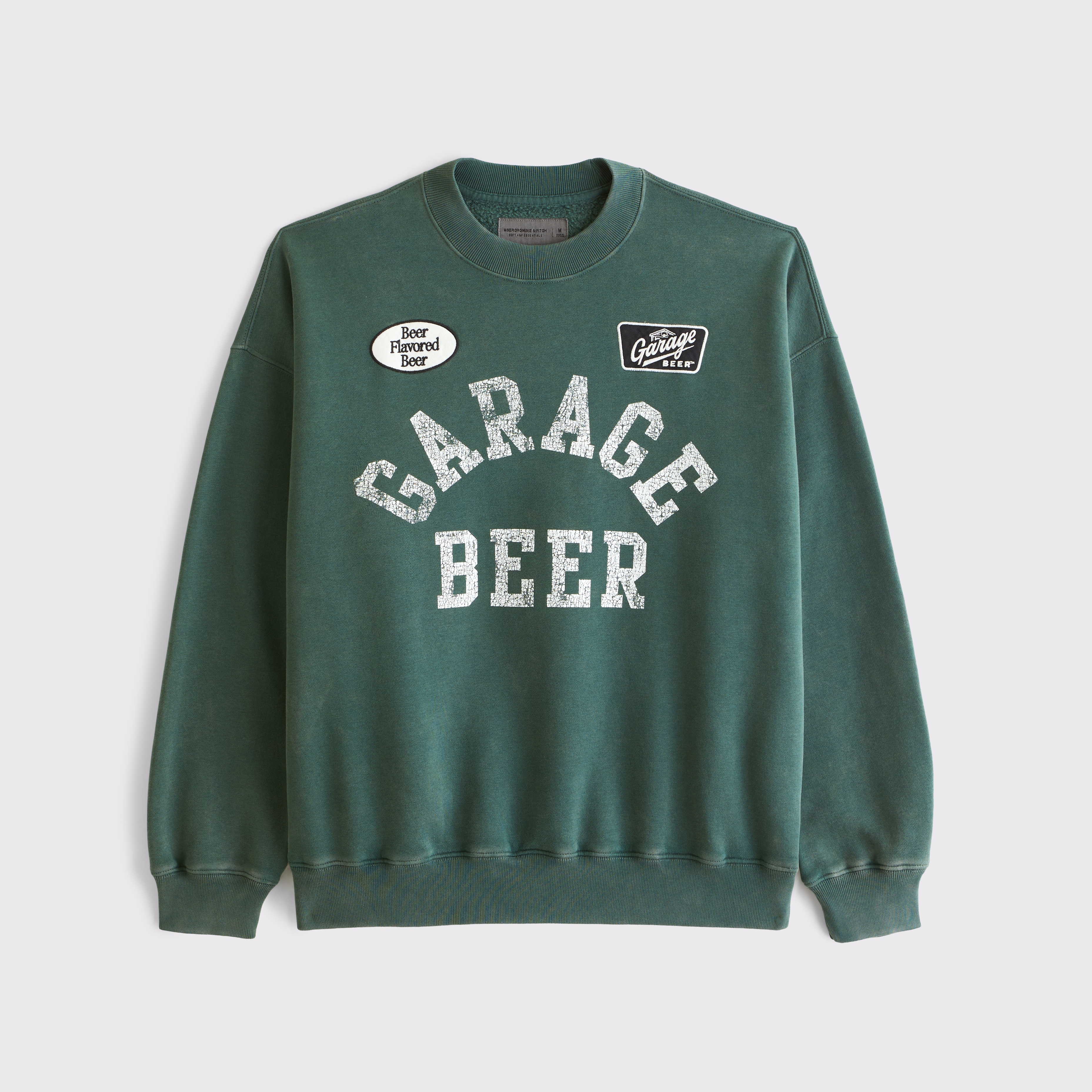 Мужской свитшот Abercrombie & Fitch Garage Beer Crew, цвет: Тёмно-зелёный — фото 1