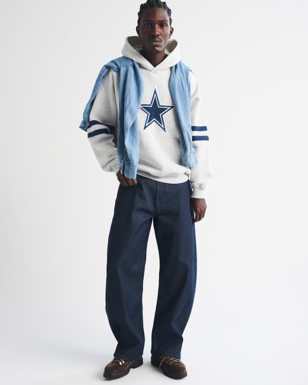Dallas Cowboys Popover Hoodie, Heather Gray-cowboys view 2