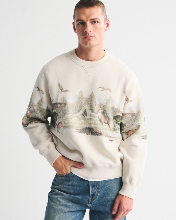 Finger Lakes Crew Sweatshirt, Warm Beige view 1