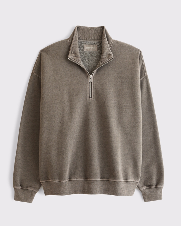 Essential Half-Zip Sweatshirt, Brown Heather view 1