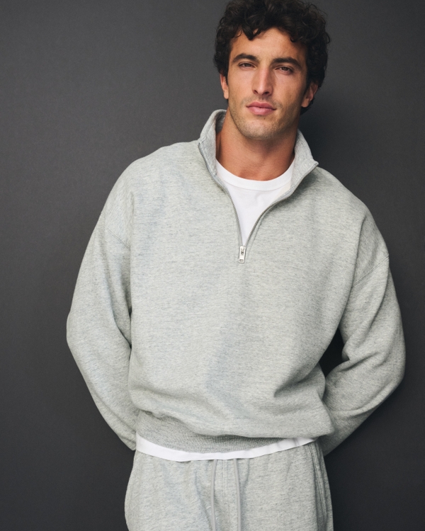 Essential Half-Zip Sweatshirt, Dark Heather Gray view 1