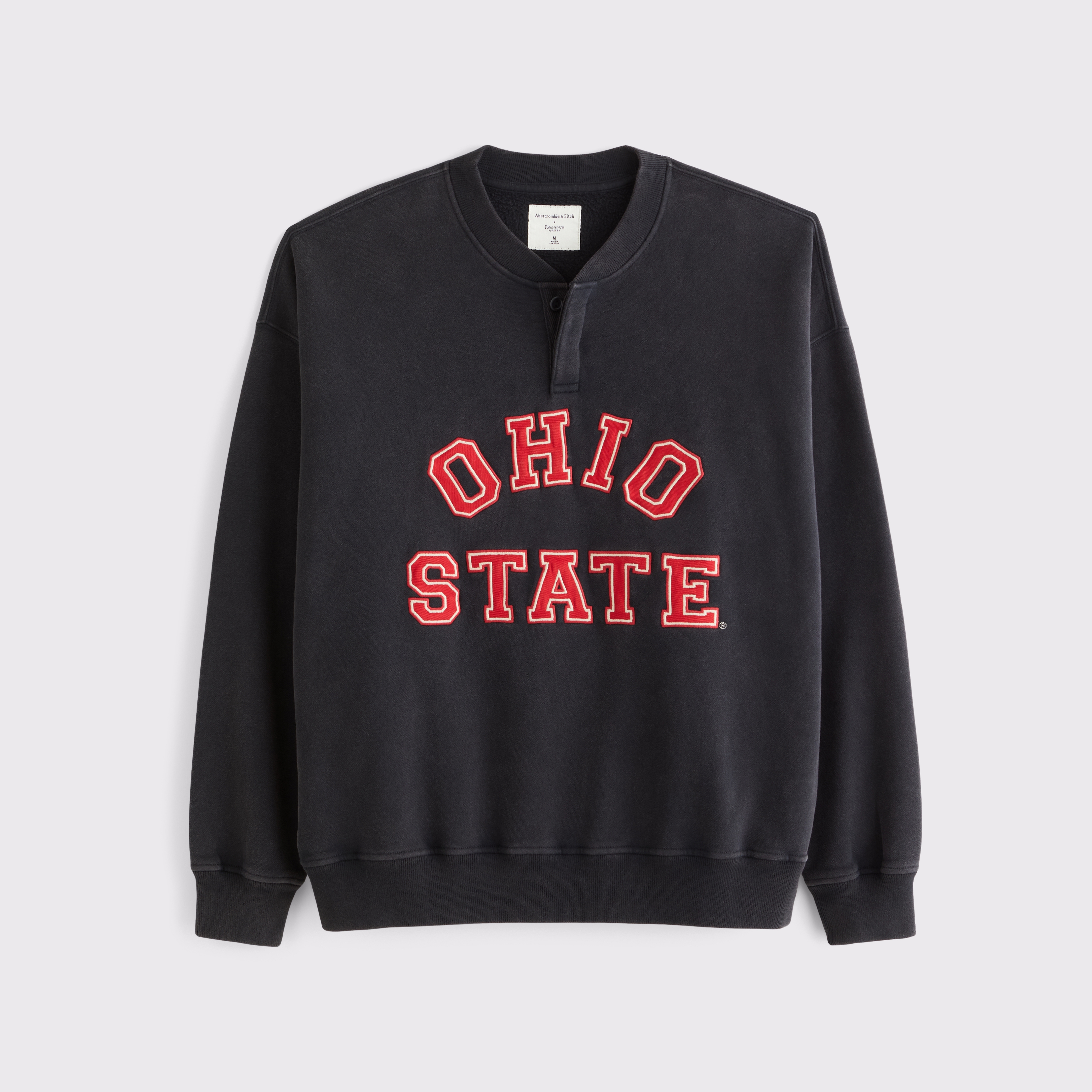 Мужской свитшот Abercrombie & Fitch Ohio State Buckeyes Henley, цвет: Чёрный — фото 1