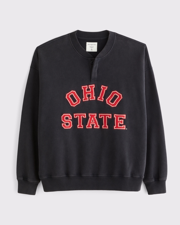 Ohio State Buckeyes Henley Sweatshirt, Black view 1