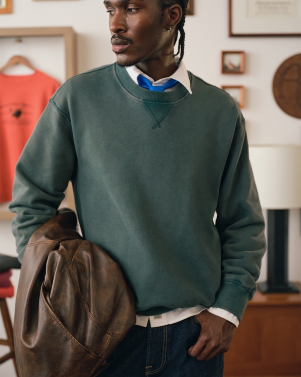 Heritage Heavyweight Crew Sweatshirt, Pine Green view 1
