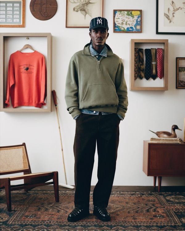 Heritage Heavyweight Half-Zip Sweatshirt, Olive Gray view 1