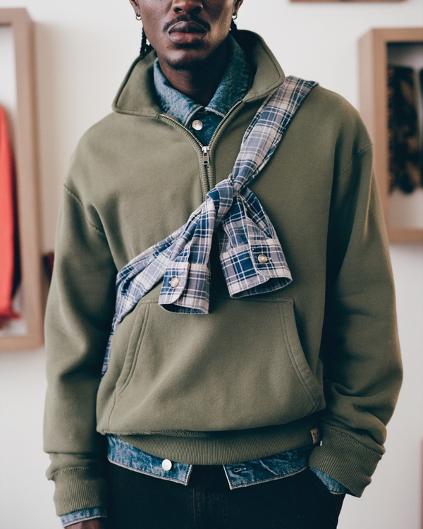 Heritage Heavyweight Half-Zip Sweatshirt, Olive Gray view 2