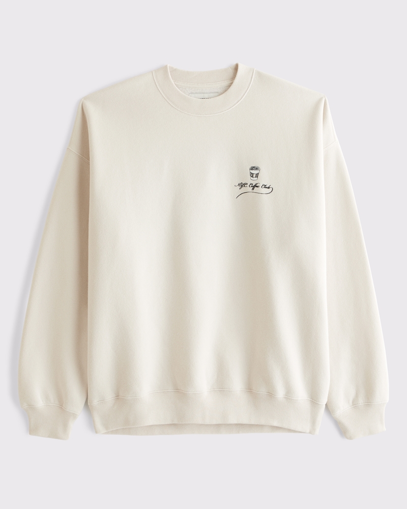 Café-Inspired Graphic Crew Sweatshirt