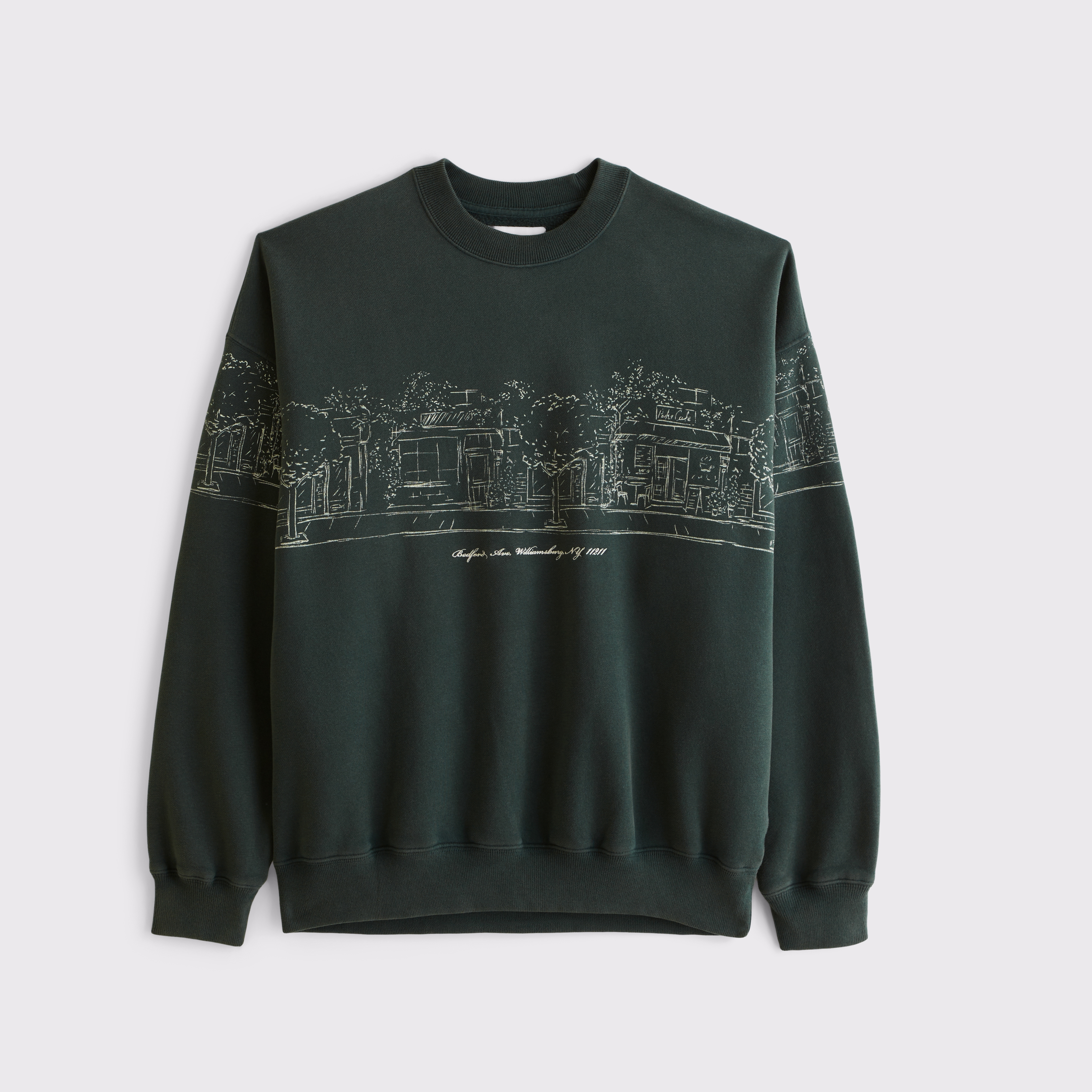 Abercrombie & Fitch New York Graphic Crew Sweatshirt In Dark Spruce