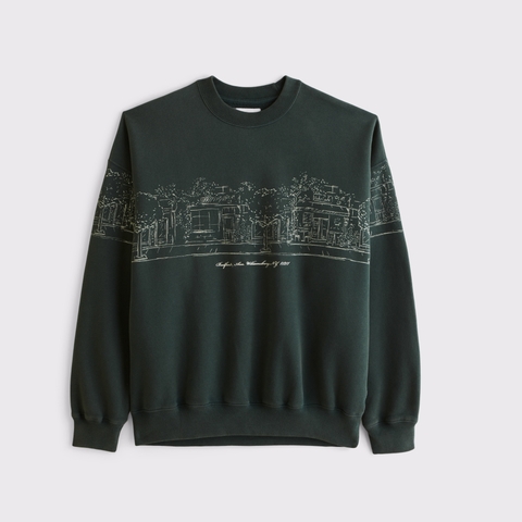 Мужские худи Abercrombie & Fitch Café-Inspired Graphic Crew Sweatshirt