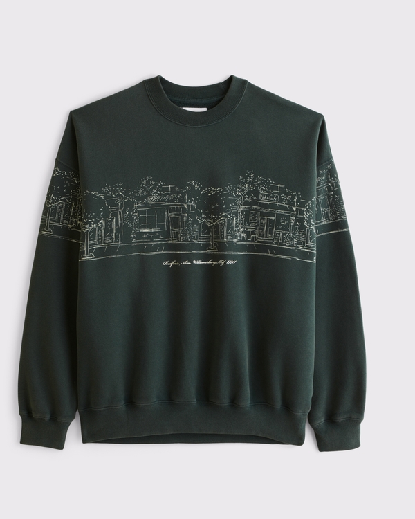 New York Graphic Crew Sweatshirt, Dark Spruce view 1