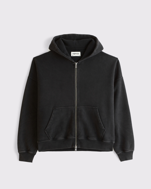 Essential Full-Zip Hoodie, Washed Black view 1