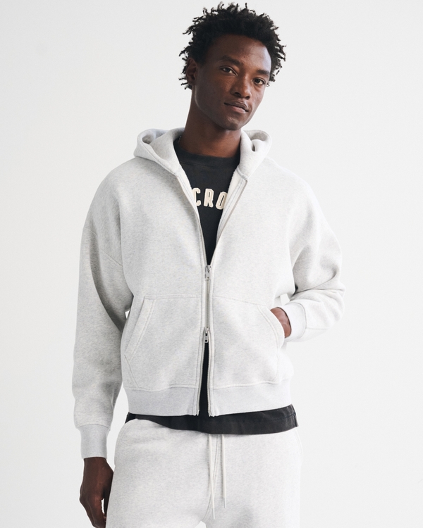 Essential Full-Zip Hoodie, Heather Gray view 1