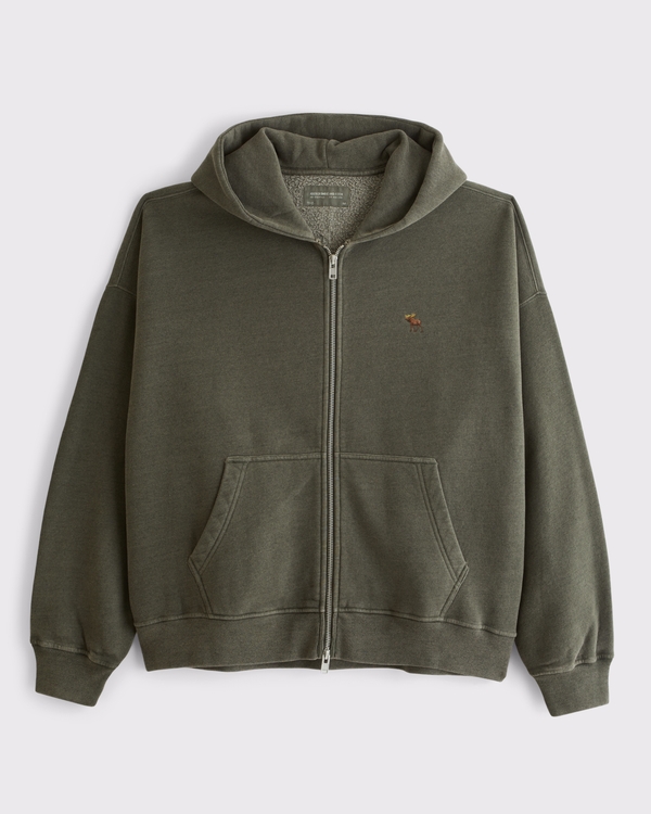 Essential Icon Full-Zip Hoodie, Deep Moss view 1