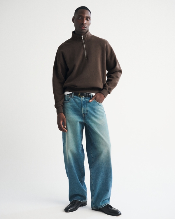 Essential Half-Zip Sweatshirt, Chocolate Brown view 2