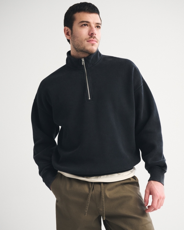 Essential Half-Zip Sweatshirt, Black view 1