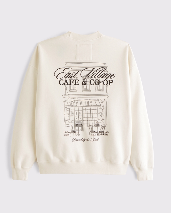 Cafe Graphic Crew Sweatshirt, Cream view 1