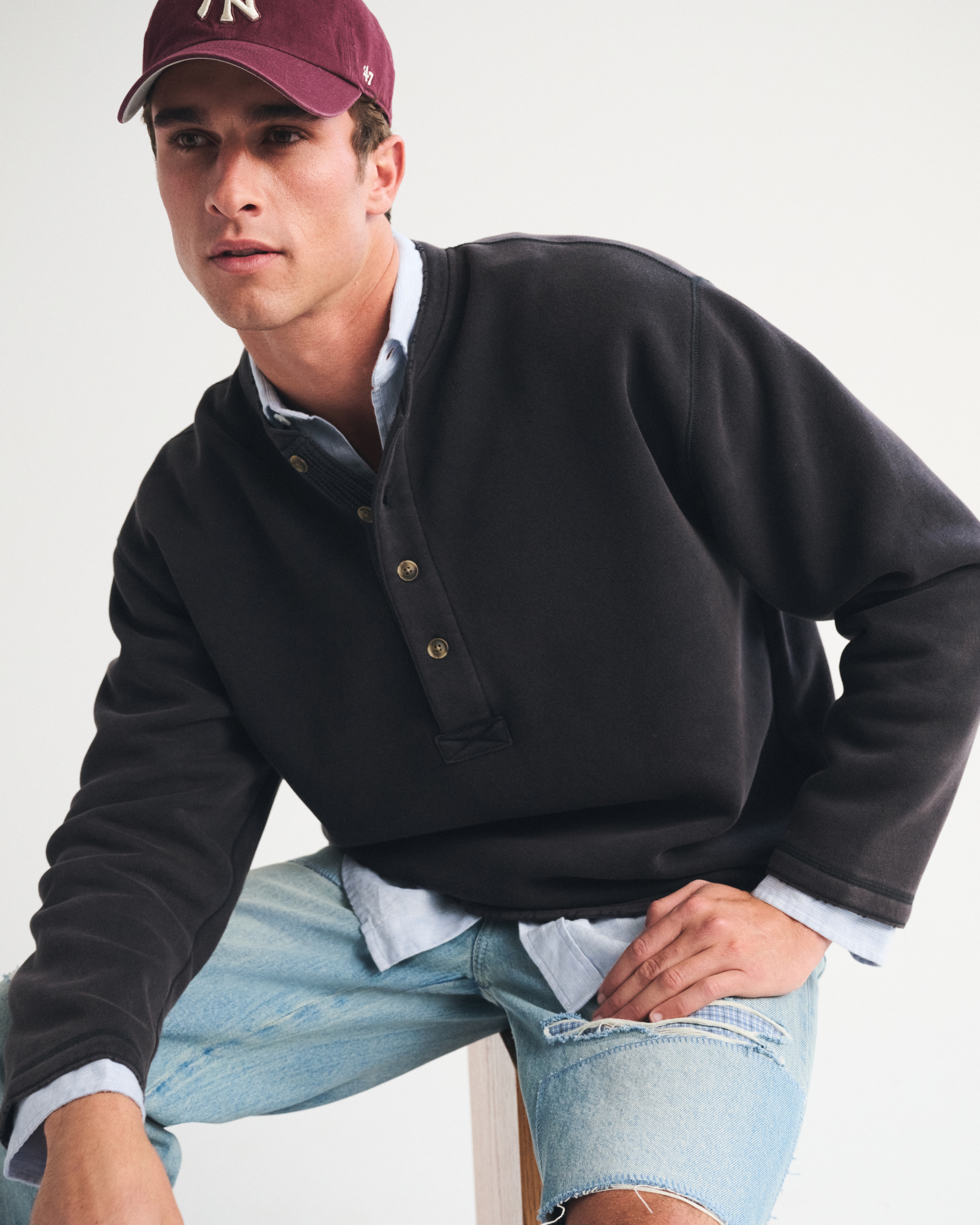 Мужские худи Abercrombie & Fitch Henley Sweatshirt — фото 2