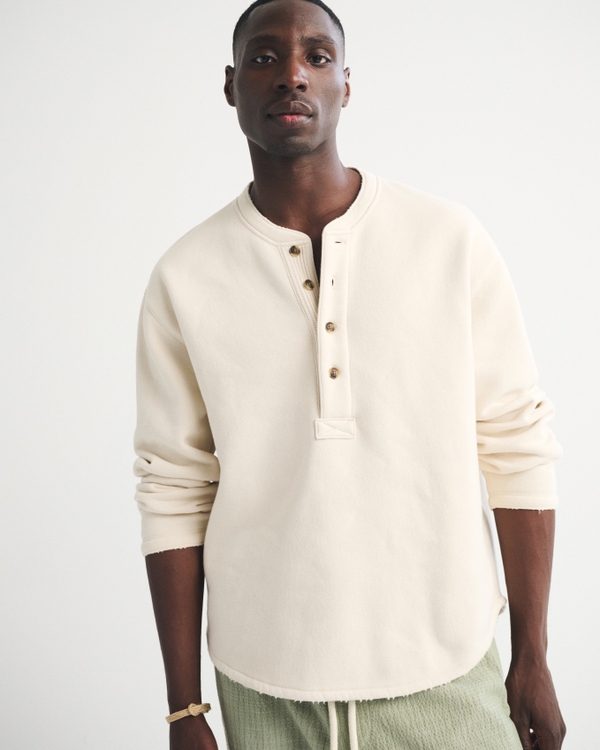 Henley Sweatshirt, Warm Beige view 2
