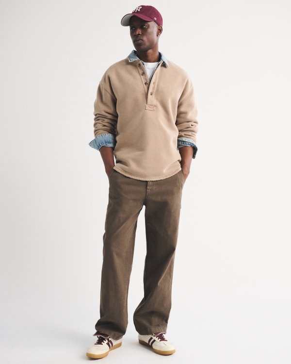 Sudadera henley, Marrón Claro view 2