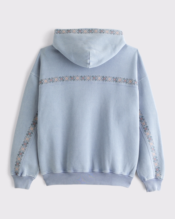 Essential Popover Embroidered Hoodie, Light Blue Embroidered view 1