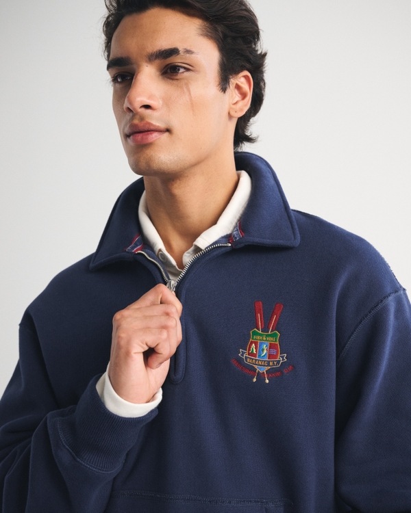 Heritage Heavyweight Logo Half-Zip Sweatshirt, Sapphire view 1