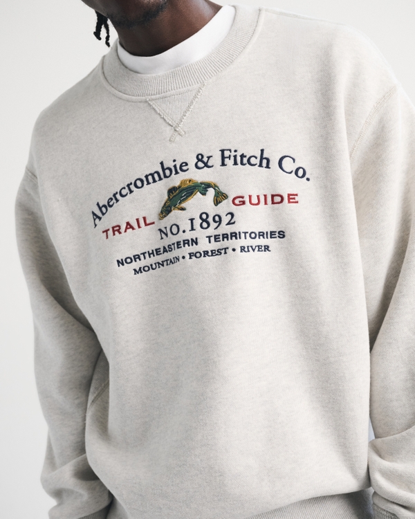 Heritage Heavyweight Logo Crew Sweatshirt, Heather Grey view 1