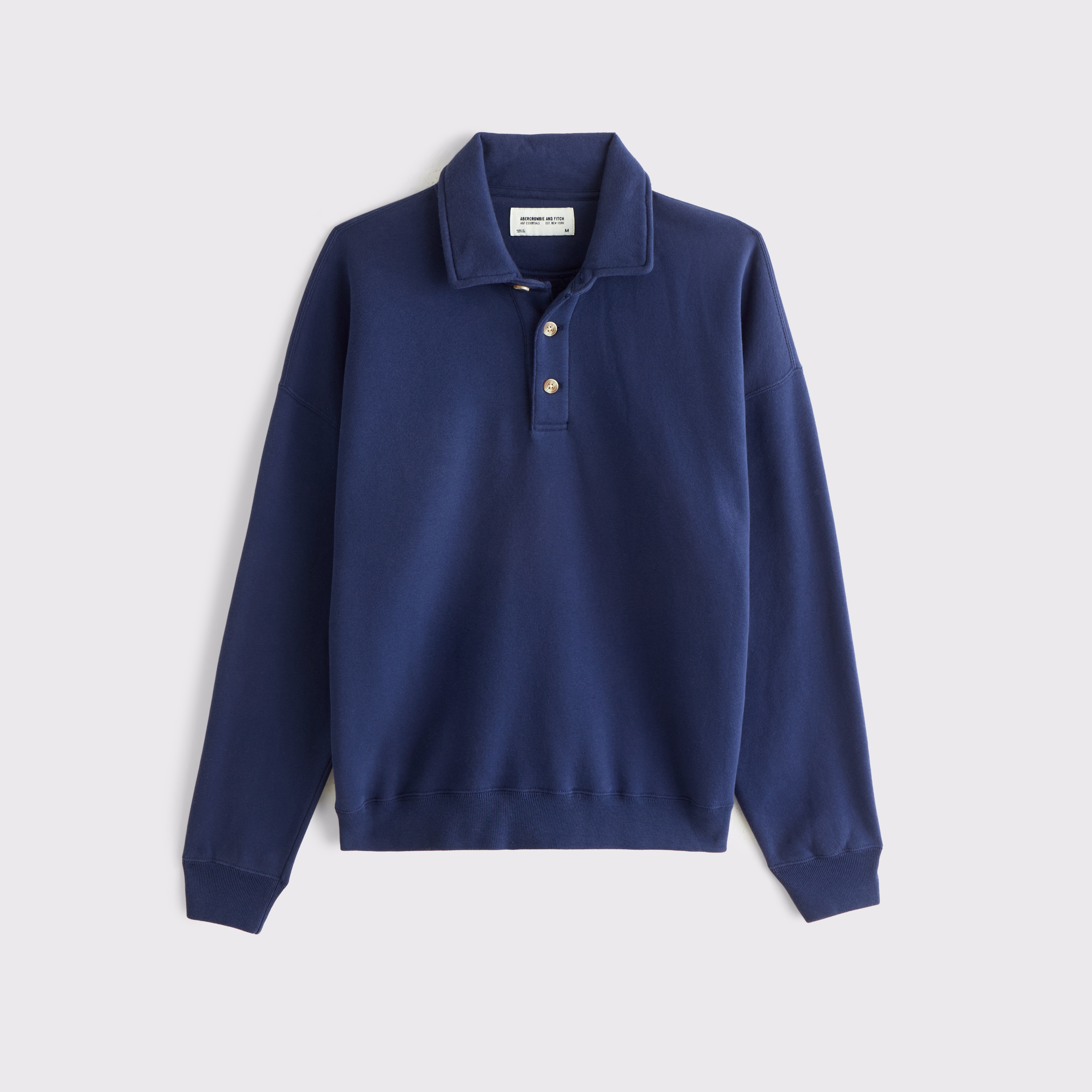 Мужская толстовка Abercrombie & Fitch Essential Polo Sweatshirt, цвет: Синий — фото 1