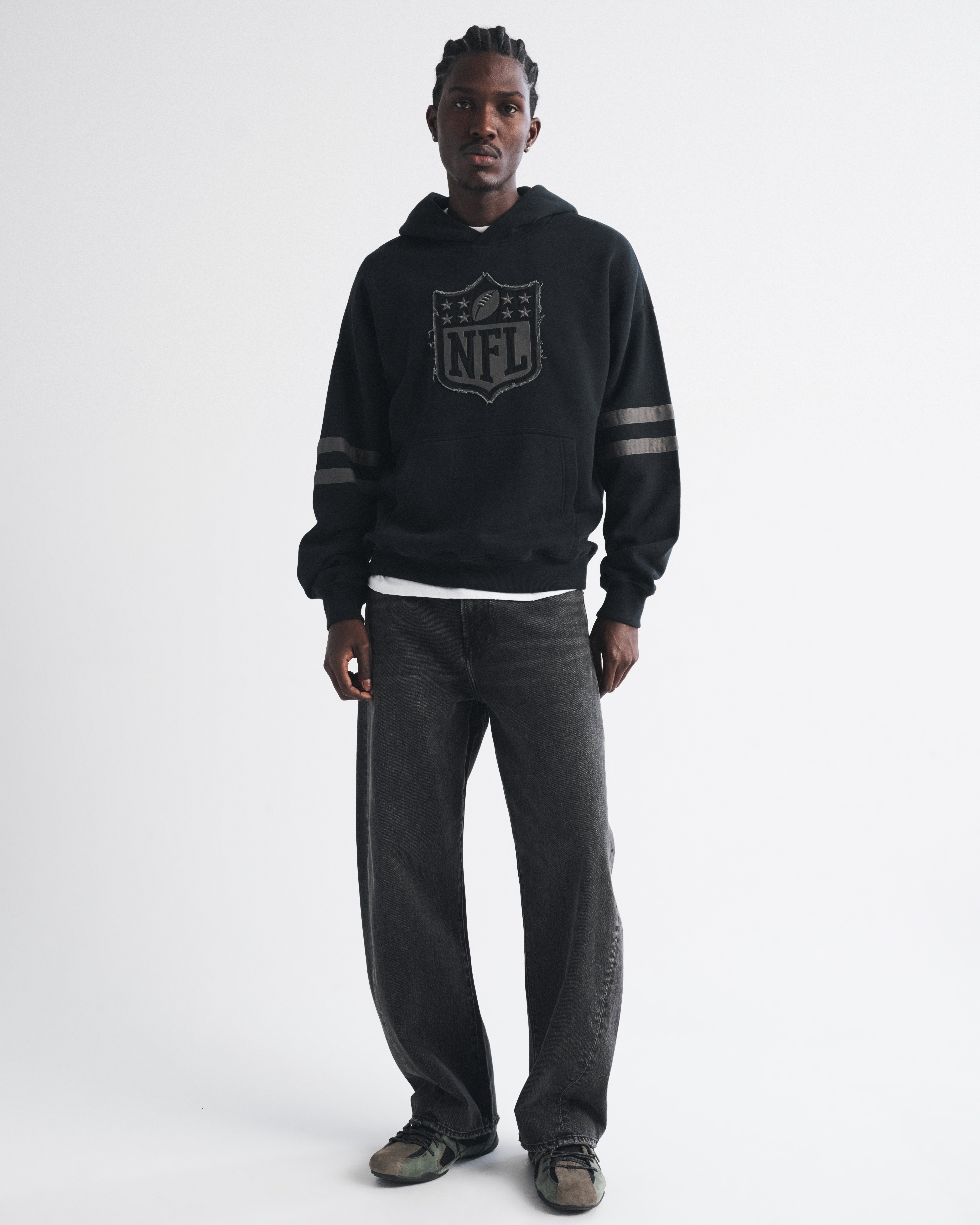Мужское худи Abercrombie & Fitch Chicago Bears Popover, цвет: Чёрный, вариант 1 — фото 3
