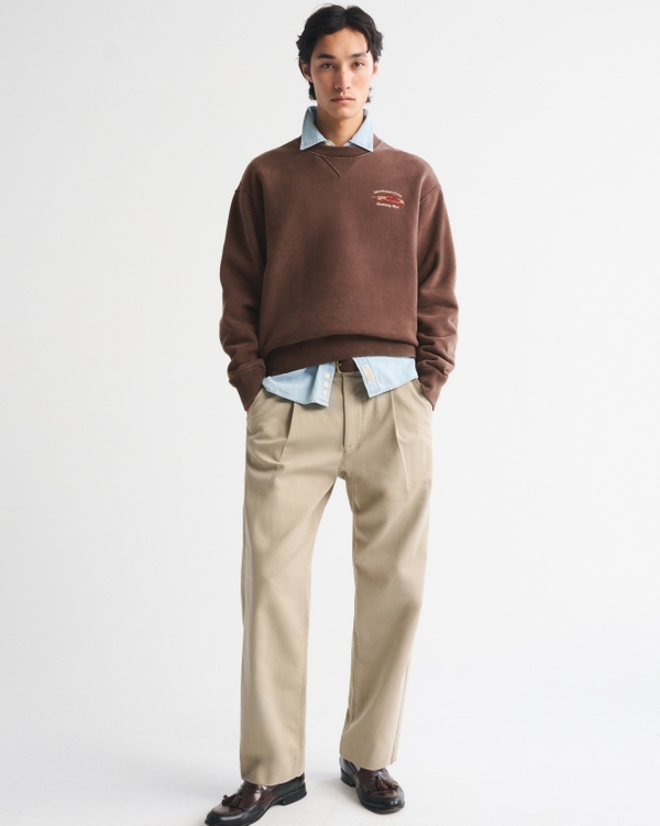 Heritage Heavyweight Logo Crew Sweatshirt, Brown view 2