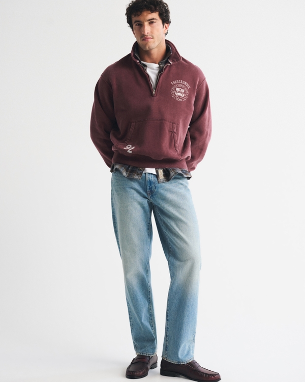Heritage Heavyweight Logo Half-Zip Sweatshirt, Burgundy view 2