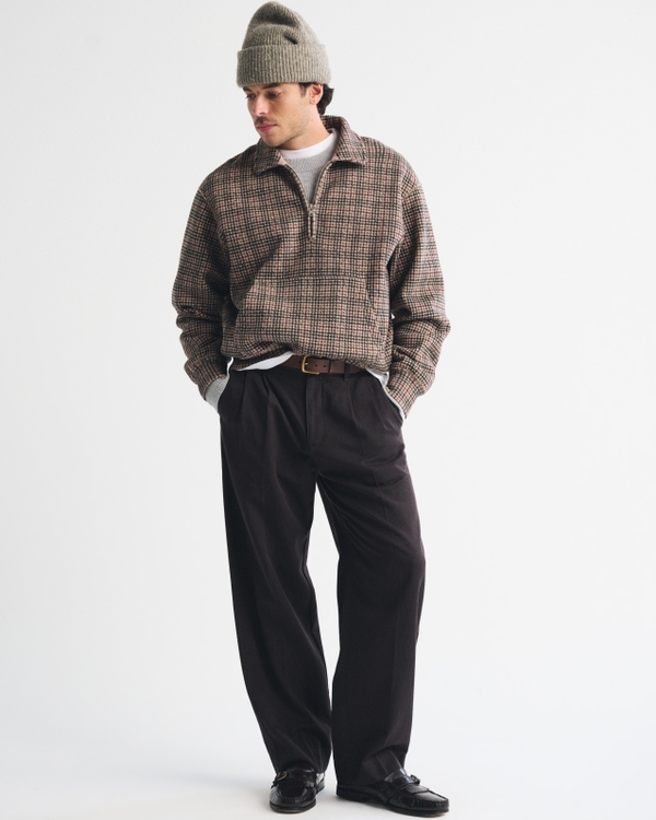 Heritage Heavyweight Half-Zip Sweatshirt, Brown Houndstooth view 2