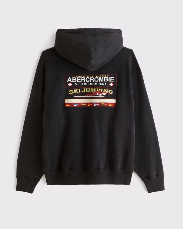Heritage Heavyweight Logo Popover Hoodie, Black view 1