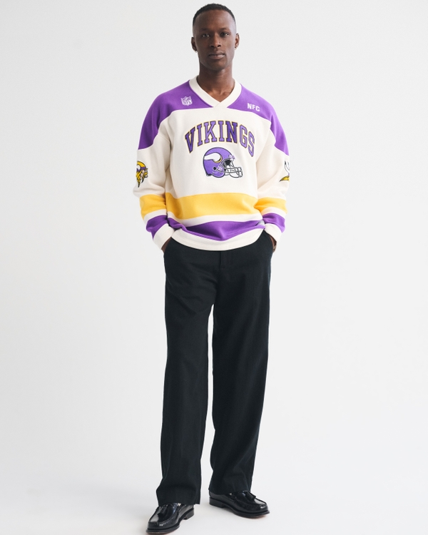 Minnesota Vikings Jersey-Inspired Sweatshirt, Cream - Vikings view 2