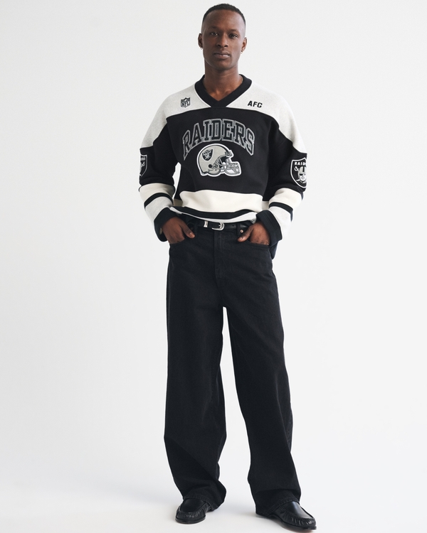 Las Vegas Raiders Jersey-Inspired Sweatshirt, Black - Raiders view 2