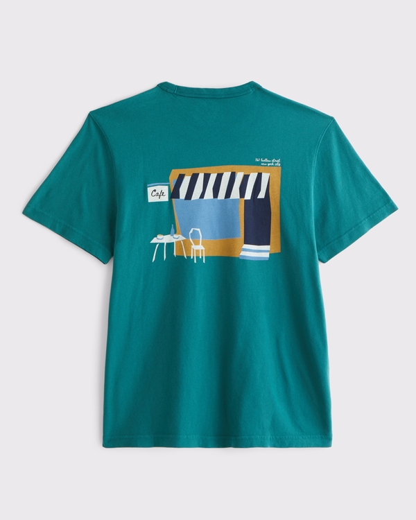 Café Classic Essential Tee, Teal view 1