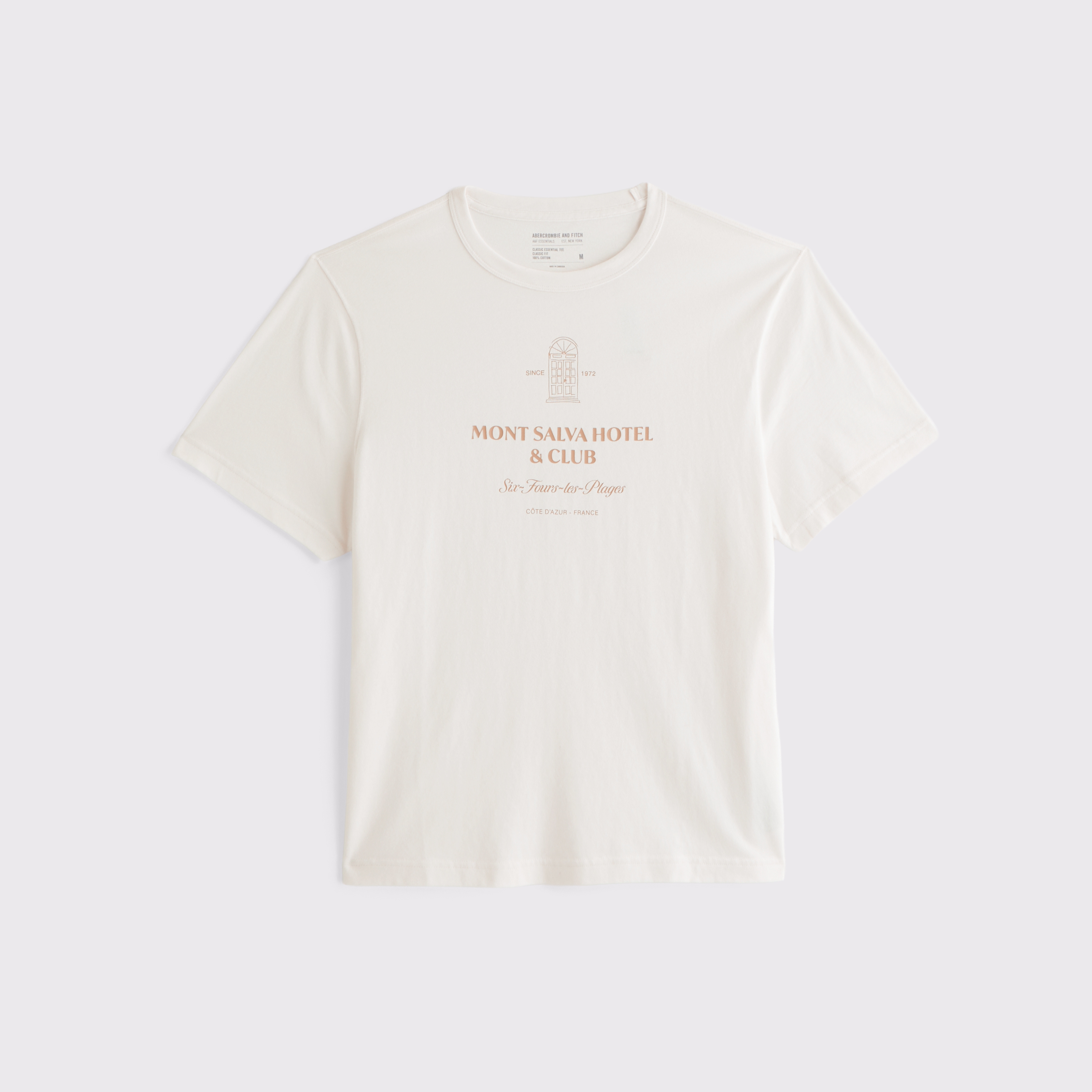 Мужская футболка Abercrombie & Fitch Classic Essential, цвет: Кремовый — фото 1