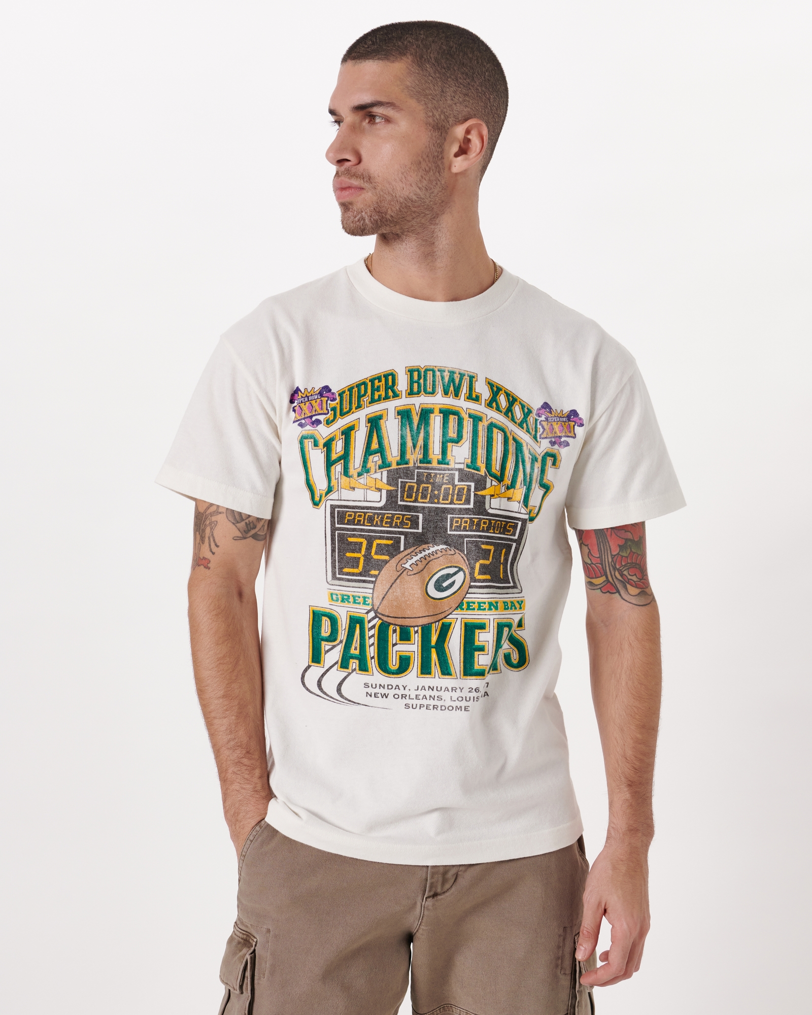 Official Abercrombie Clothing Store Shop Merch Super Bowl Xxxi Vintage  Green Bay Packers Graphic Tee - AFCMerch