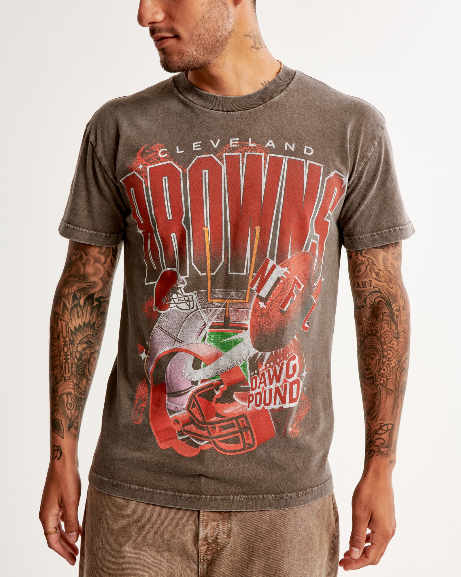 Women's Cleveland Browns Graphic Oversized Sunday Crew in Dark Brown | Size Xxs | Abercrombie & Fitch