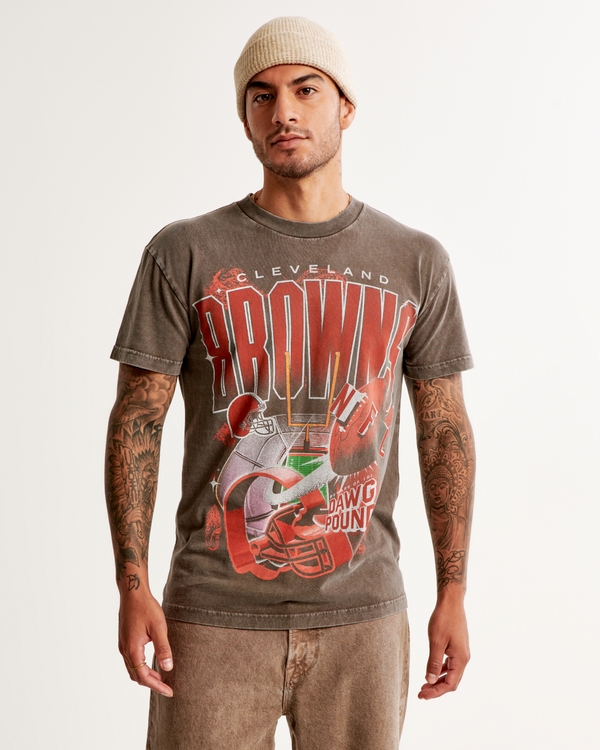 Cleveland Browns Graphic Tee, Brown Texture view 2