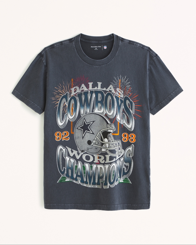 Women's Dallas Cowboys Graphic Oversized Sunday Crew in Light Grey | Size M | Abercrombie & Fitch