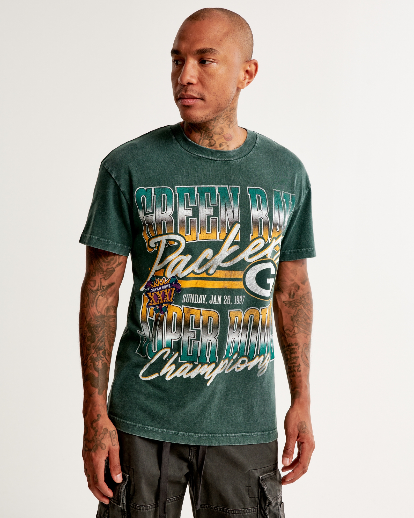 Starter Mens Green Bay Packers Graphic T-Shirt, Green, Large