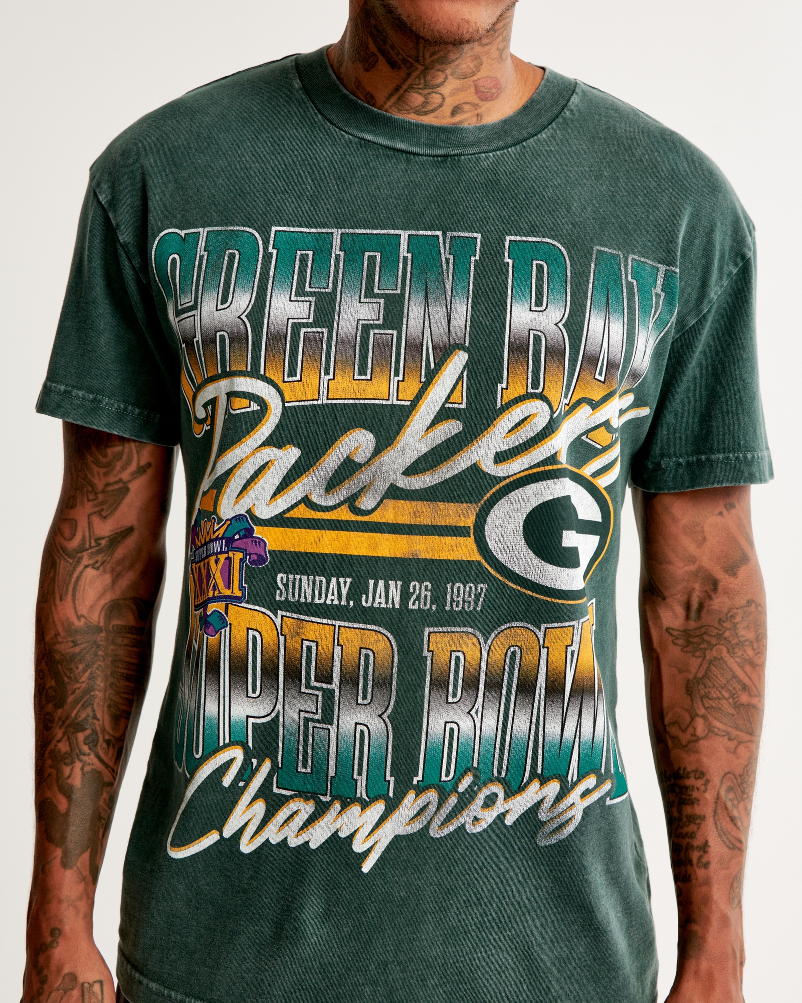 Starter Mens Green Bay Packers Graphic T-Shirt, Green, Large