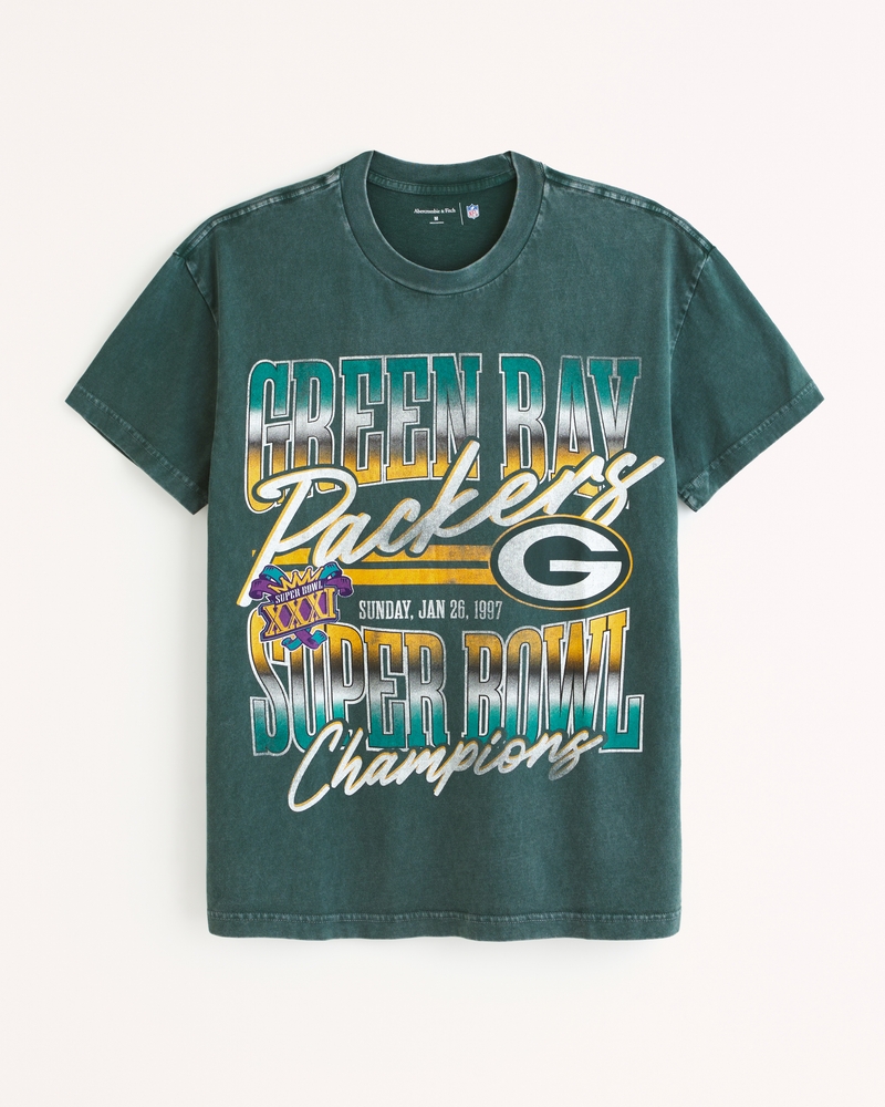 Vtg Logo 7 Green Bay Packers Graphic T Shirt Superbowl Champs White Mens  Size XL