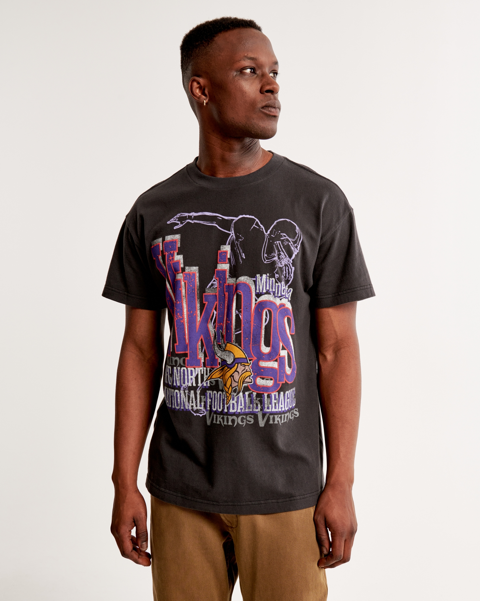 Minnesota Vikings Khaki Colour Pop Graphic T-Shirt - Mens