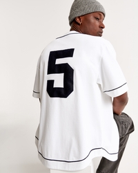 Men's Vol. 28 Vintage Baseball Jersey in Black Yankees Baseball Graphic | Size M | Abercrombie & Fitch