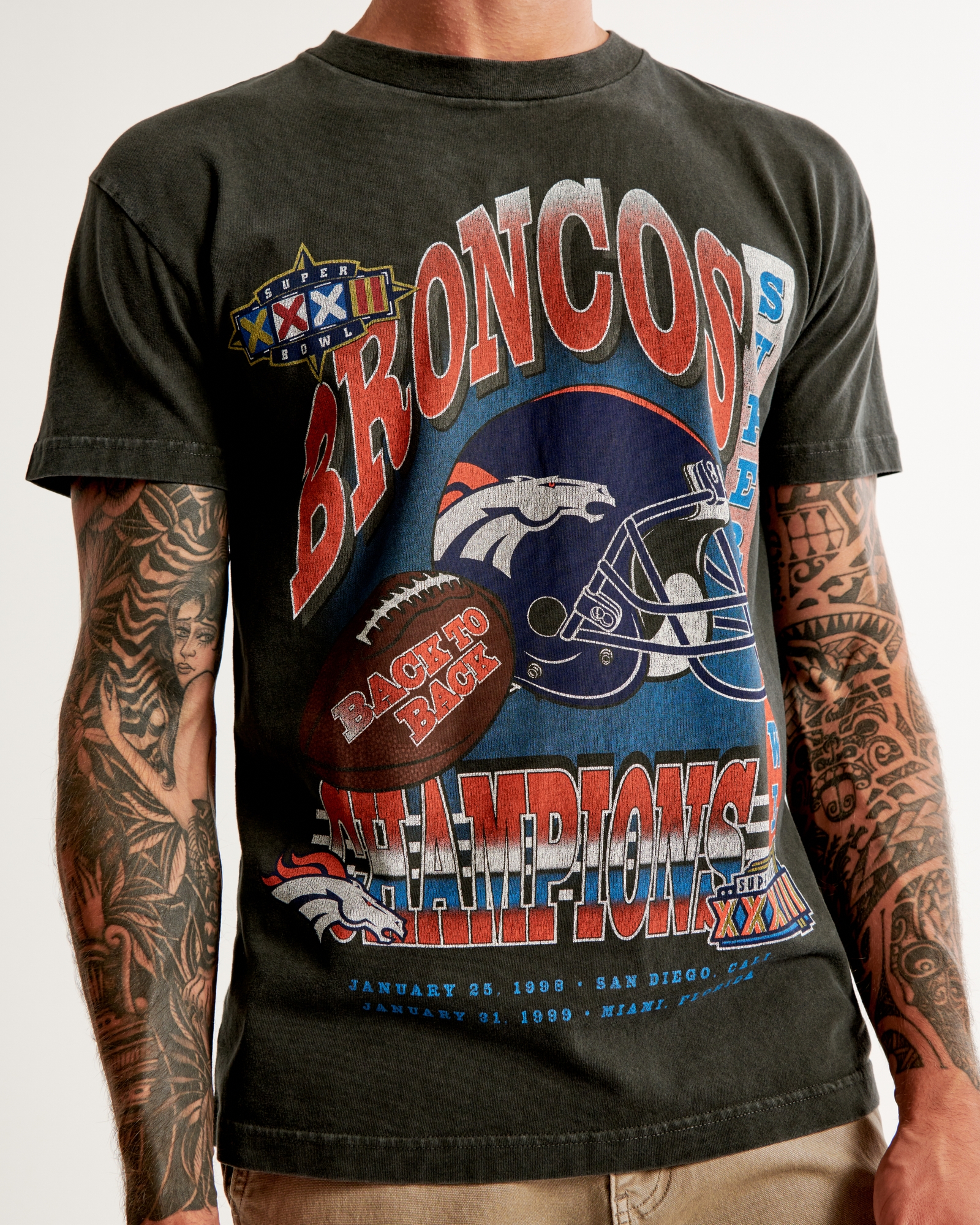 Denver Broncos NFL Super Bowl XXXII Vintage Black T Shirt