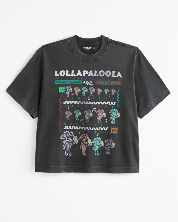 Cropped Lollapalooza Graphic Tee, Black