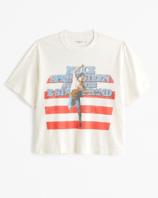 Cropped Bruce Springsteen Graphic Tee, Cream