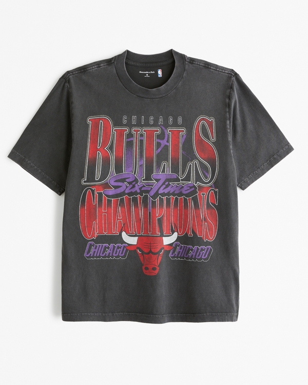 Chicago Bulls Vintage-Inspired Graphic Tee, Black